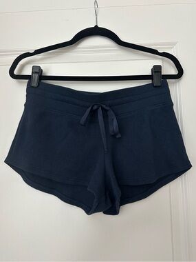 Gilly Hicks Navy Waffle-Knit Lounge Micro Mini Shorts with Drawstring